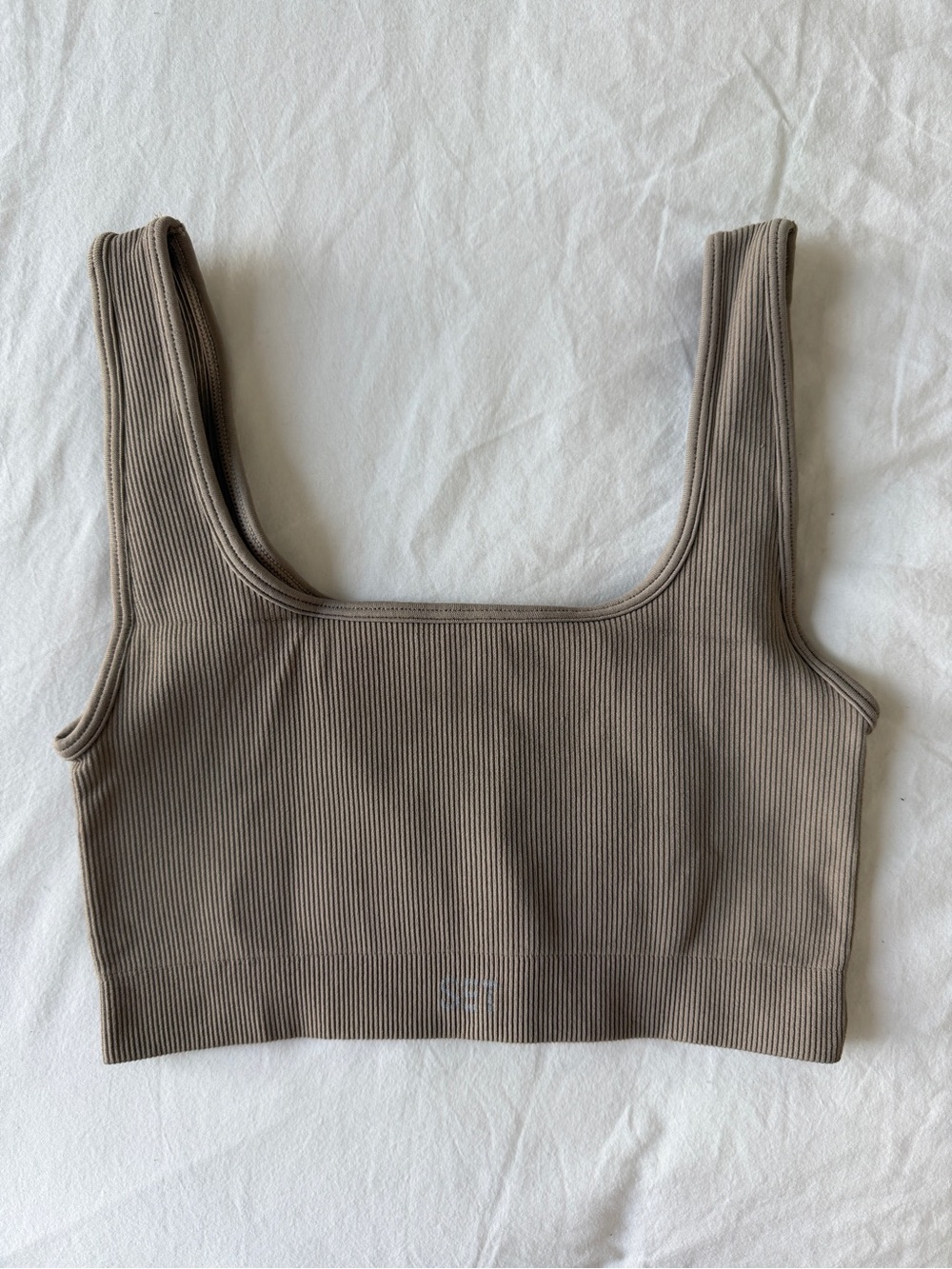 SET ACTIVE sculptflex box cut bra top | sand, small